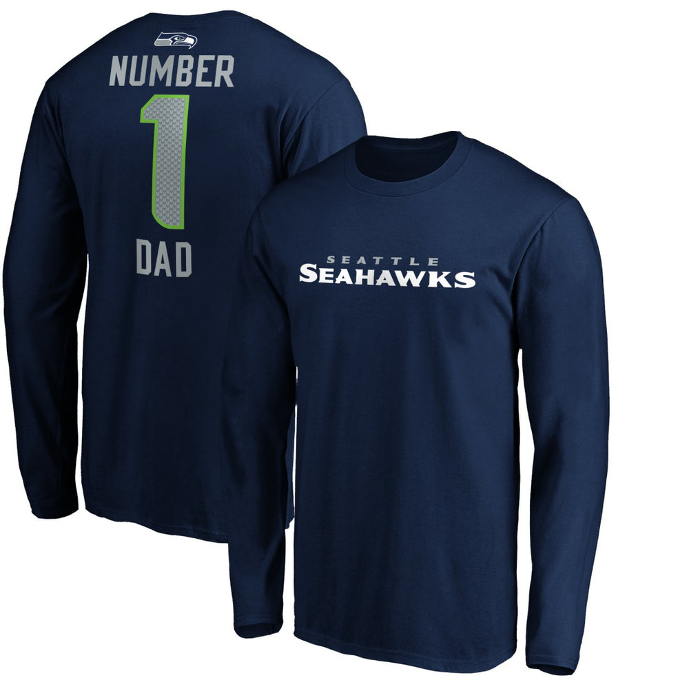 Seattle Seahawks #1 Dad Long Sleeve Team Logo T-Shirt - College Navy online