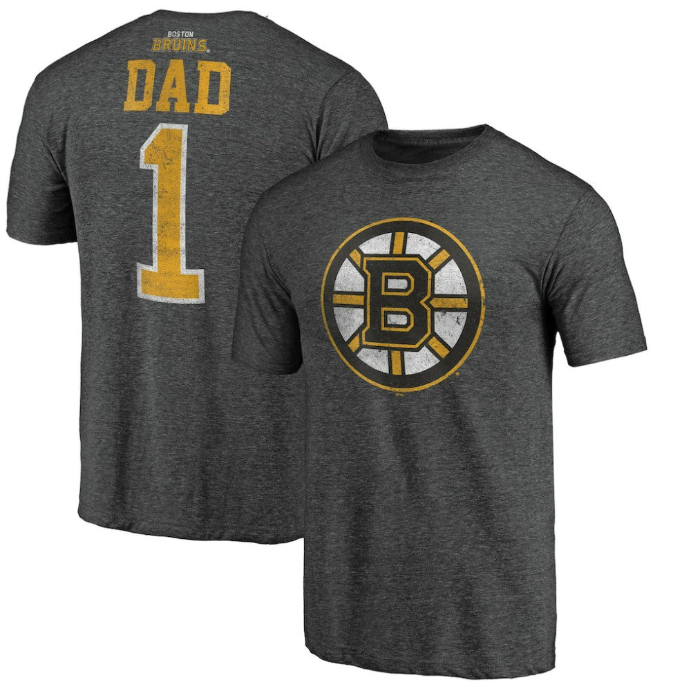 Boston Bruins Greatest Dad Tri-Blend T-Shirt - Charcoal T-shirts