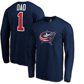 Columbus Blue Jackets #1 Dad Long Sleeve T-Shirt - Navy T-shirts