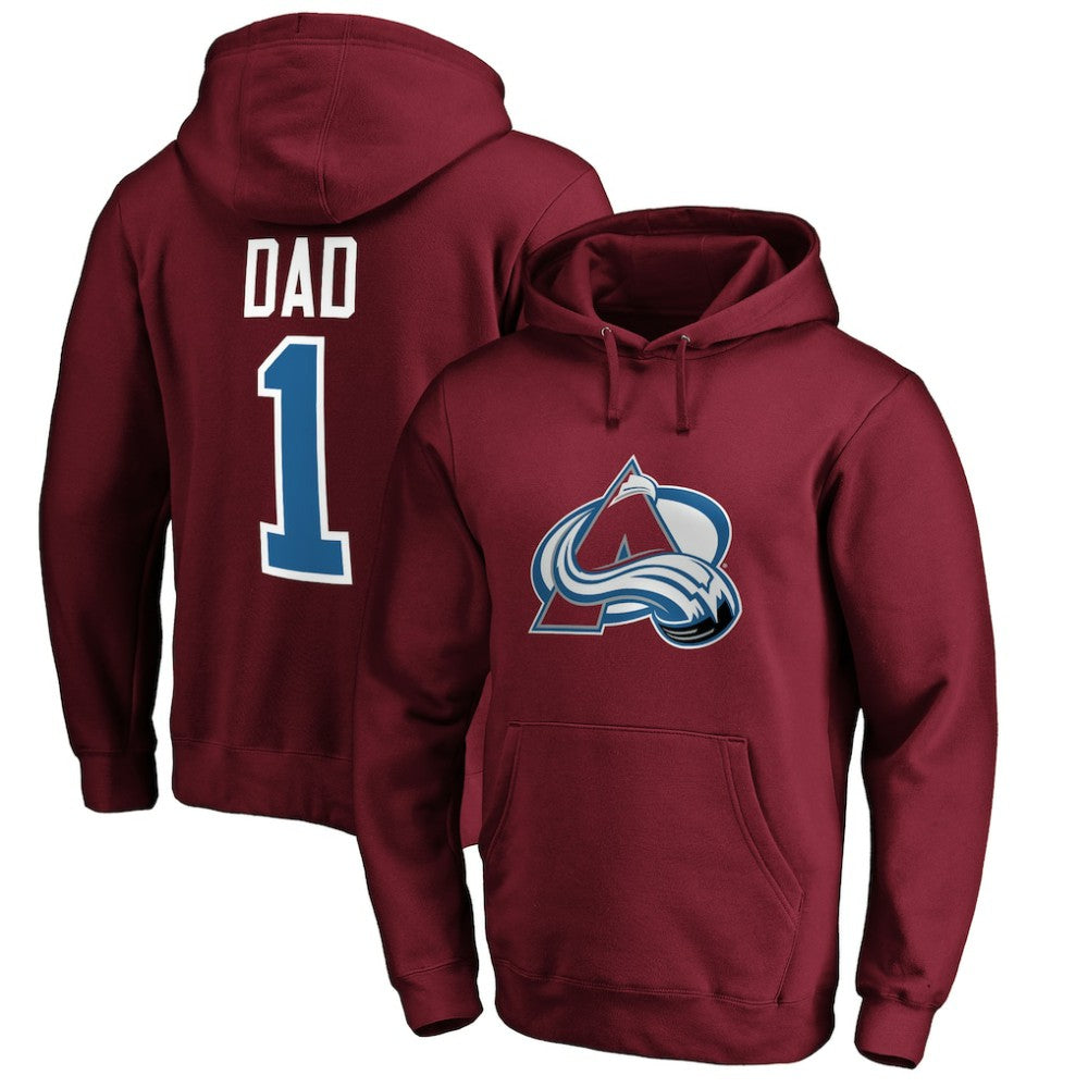 Colorado Avalanche #1 Dad Pullover Hoodie - Burgundy Hoodies
