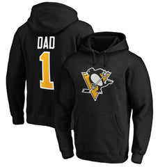 Pittsburgh Penguins #1 Dad Pullover Hoodie - Black Hoodies