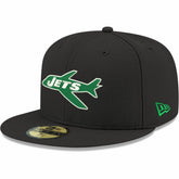 New York Jets New Era Omaha Throwback 59FIFTY Fitted Hat - Black on sale