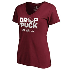 Colorado Avalanche Women's Drop the Puck V-Neck T-Shirt - Garnet T-shirts