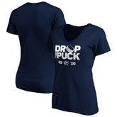 Columbus Blue Jackets Women's Drop the Puck V-Neck T-Shirt - Navy T-shirts