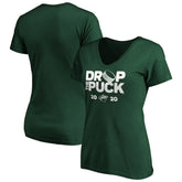 Minnesota Wild Women's Drop the Puck V-Neck T-Shirt - Green T-shirts