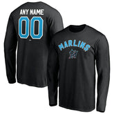 Miami Marlins Personalized Winning Streak Name & Number Long Sleeve T-Shirt Black