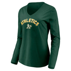 Athletics Women's Personalized Winning Streak Name & Number Long Sleeve V-Neck T-Shirt Green