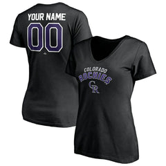 Colorado Rockies Women's Personalized Winning Streak Name & Number V-Neck T-Shirt Black