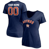 Houston Astros Women's Personalized Winning Streak Name & Number V-Neck T-Shirt Navy