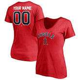 Los Angeles Angels Women's Personalized Winning Streak Name & Number V-Neck T-Shirt Red