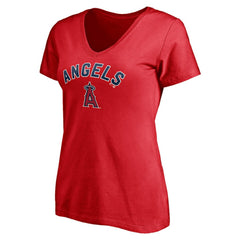Los Angeles Angels Women's Personalized Winning Streak Name & Number V-Neck T-Shirt Red