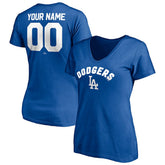 Los Angeles Dodgers Women's Personalized Winning Streak Name & Number V-Neck T-Shirt Royal