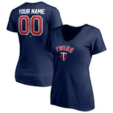 Minnesota Twins Women's Personalized Winning Streak Name & Number V-Neck T-Shirt Navy