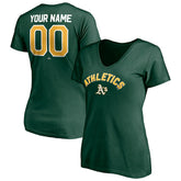 Athletics Women's Personalized Winning Streak Name & Number V-Neck T-Shirt Green