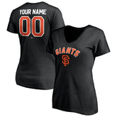 San Francisco Giants Women's Personalized Winning Streak Name & Number V-Neck T-Shirt Black