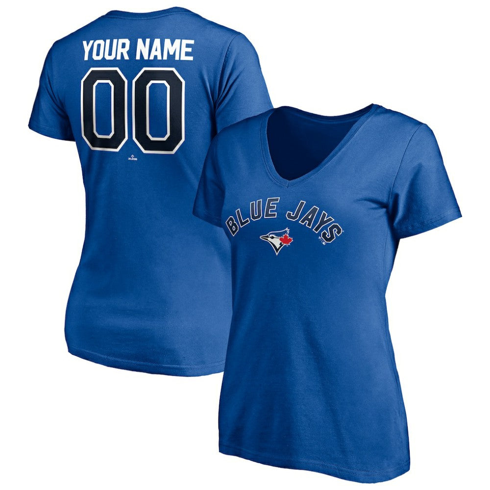 Toronto Blue Jays Women's Personalized Winning Streak Name & Number V-Neck T-Shirt Royal