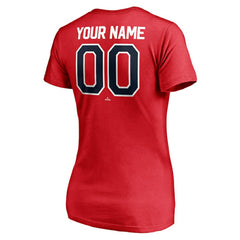 Washington Nationals Women's Personalized Winning Streak Name & Number V-Neck T-Shirt Red