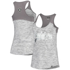 Las Vegas Raiders New Era Women's Space Dye Racerback Scoop Neck Tank Top - Silver/Black discount