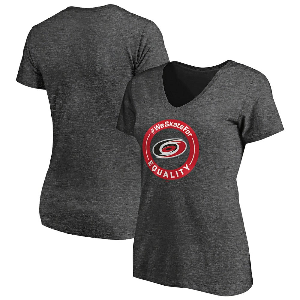 Carolina Hurricanes Women's #WeSkateFor V-Neck T-Shirt - Heather Gray T-shirts