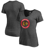 Chicago Blackhawks Women's #WeSkateFor V-Neck T-Shirt - Heather Gray T-shirts