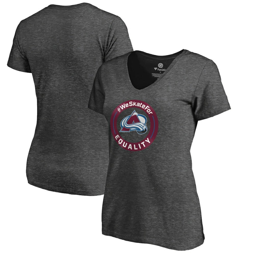 Colorado Avalanche Women's #WeSkateFor V-Neck T-Shirt - Heather Gray T-shirts