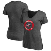 Columbus Blue Jackets Women's #WeSkateFor V-Neck T-Shirt - Heather Gray T-shirts