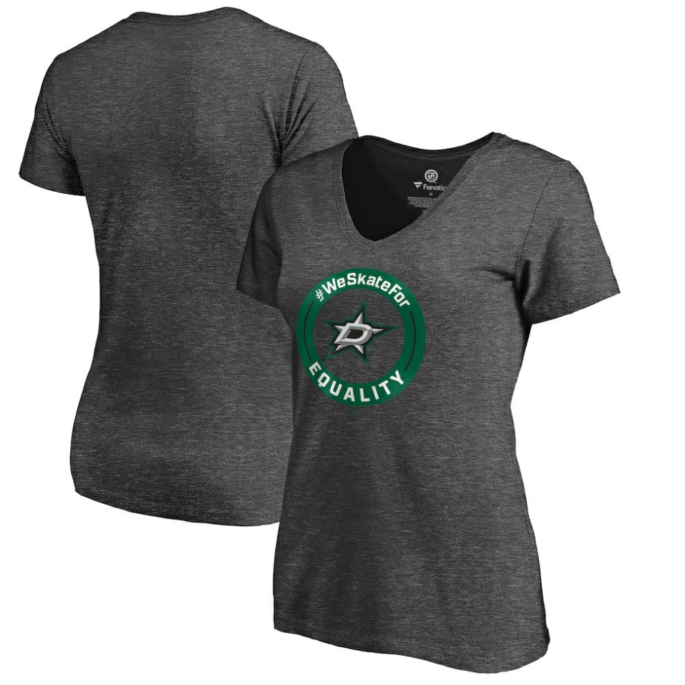 Dallas Stars Women's #WeSkateFor V-Neck T-Shirt - Heather Gray T-shirts