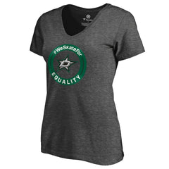 Dallas Stars Women's #WeSkateFor V-Neck T-Shirt - Heather Gray T-shirts