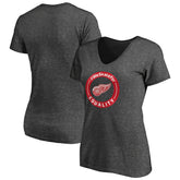 Detroit Red Wings Women's #WeSkateFor V-Neck T-Shirt - Heather Gray T-shirts
