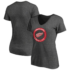 Detroit Red Wings Women's #WeSkateFor V-Neck T-Shirt - Heather Gray T-shirts