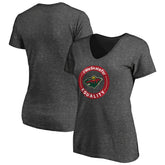 Minnesota Wild Women's #WeSkateFor V-Neck T-Shirt - Heather Gray T-shirts