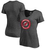 New Jersey Devils Women's #WeSkateFor V-Neck T-Shirt - Heather Gray T-shirts