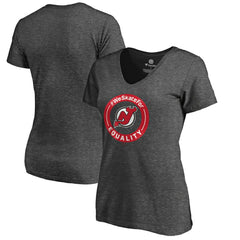 New Jersey Devils Women's #WeSkateFor V-Neck T-Shirt - Heather Gray T-shirts