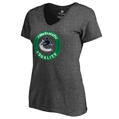 Vancouver Canucks Women's #WeSkateFor V-Neck T-Shirt - Heather Gray T-shirts