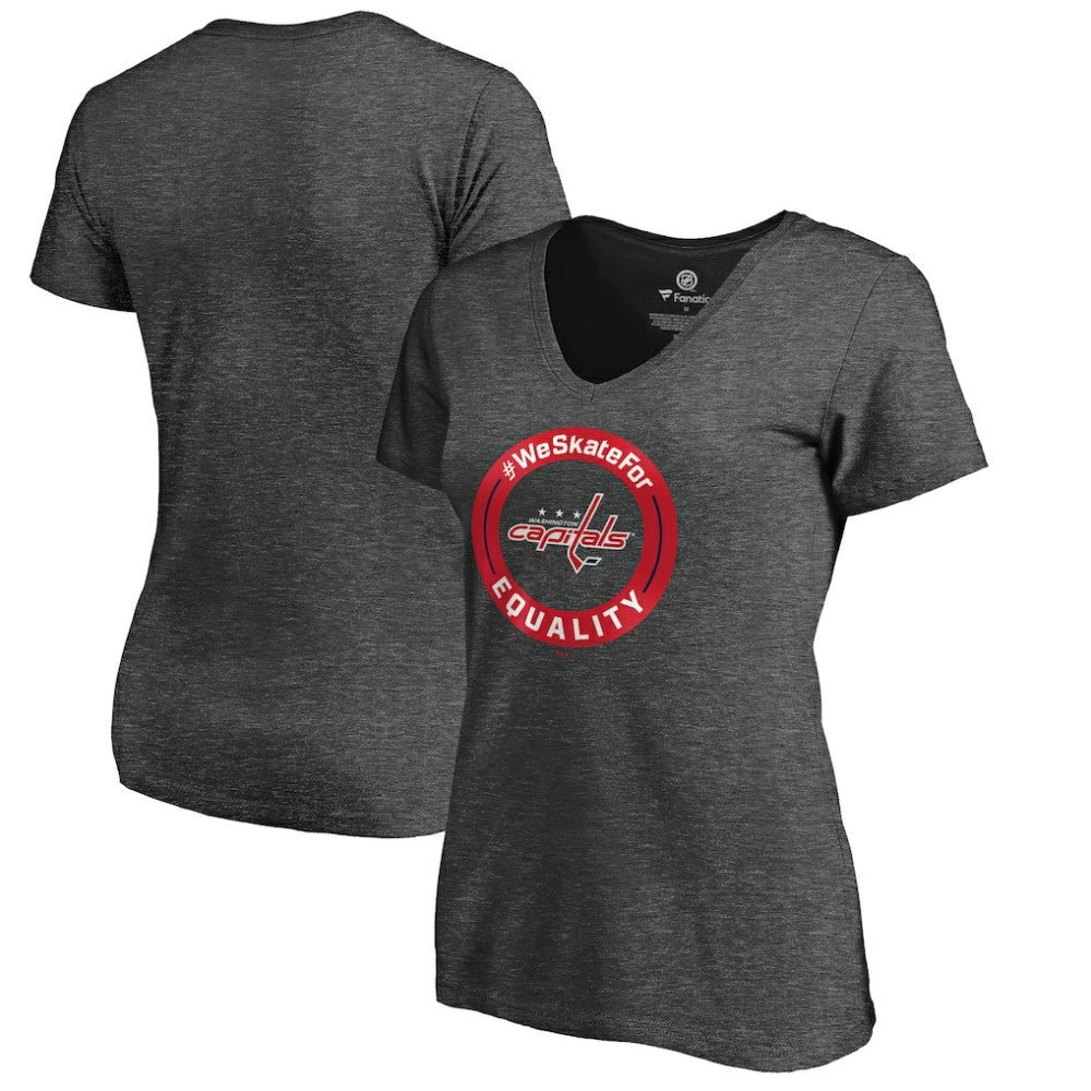 Washington Capitals Women's #WeSkateFor V-Neck T-Shirt - Heather Gray T-shirts