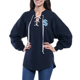 Seattle Kraken Fanatics Women's Lace Up Long Sleeve Spirit Top - Navy Tops