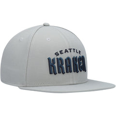 Seattle Kraken Fanatics Wordmark Logo Snapback Hat - Gray Hats