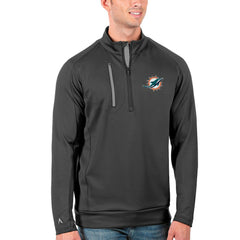 Miami Dolphins Antigua Generation Quarter-Zip Pullover Jacket - Charcoal/Silver sale
