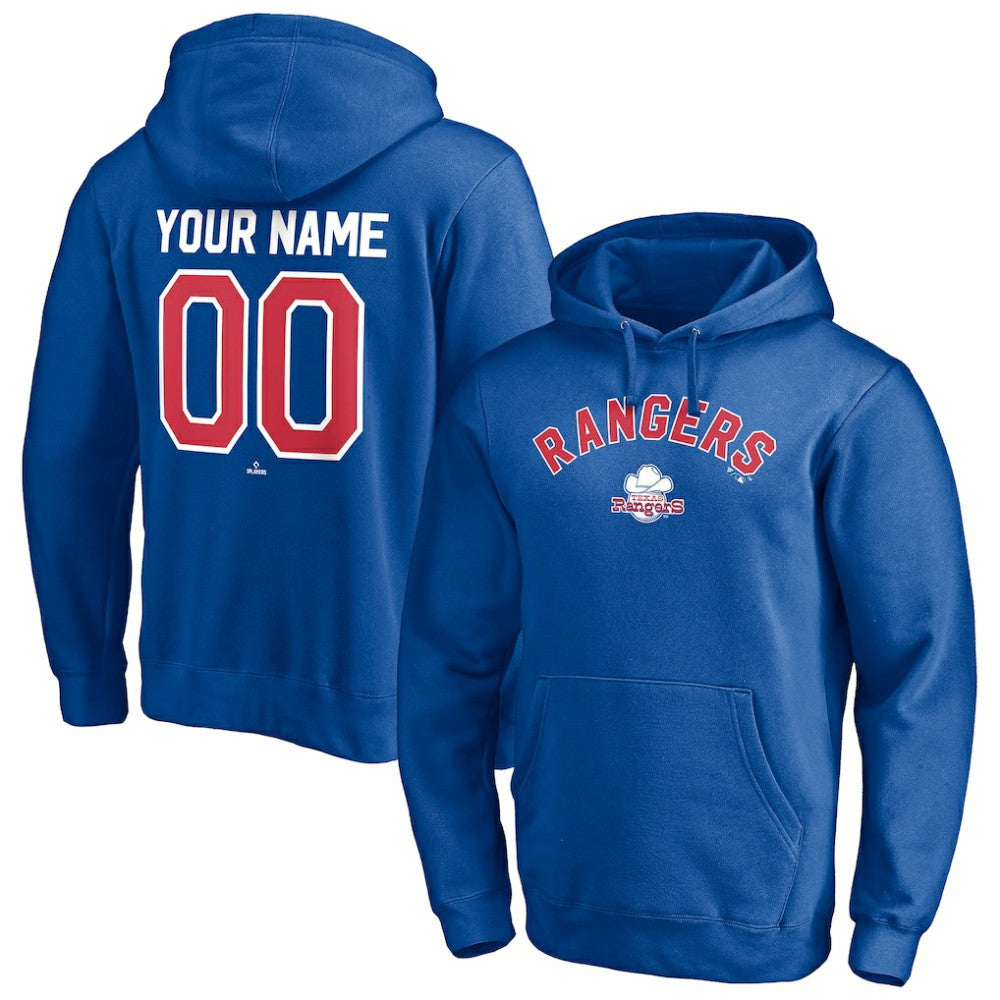 Texas Rangers Cooperstown Winning Streak Personalized Name & Number Pullover Hoodie Royal