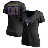 Arizona Diamondbacks Women's Cooperstown Winning Streak Personalized Name & Number V-Neck T-Shirt Black