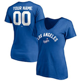 Los Angeles Dodgers Women's Cooperstown Winning Streak Personalized Name & Number V-Neck T-Shirt Royal