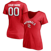 Washington Nationals Women's Cooperstown Winning Streak Personalized Name & Number V-Neck T-Shirt Red