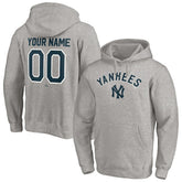 New York Yankees Cooperstown Winning Streak Alternate Personalized Name & Number Pullover Hoodie Heathered Gray