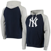 New York Yankees Stitches Raglan Pullover Hoodie Heathered Gray/Navy