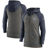Tennessee Titans Women's Gym Vintage Raglan Full-Zip Hoodie - Heathered Charcoal/Navy on sale