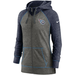 Tennessee Titans Women's Gym Vintage Raglan Full-Zip Hoodie - Heathered Charcoal/Navy on sale