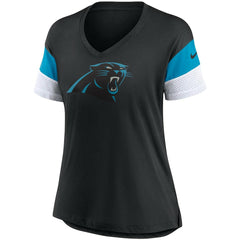 Carolina Panthers Women's Team Logo Fashion Performance Tri-Blend V-Neck T-Shirt - Black on sale