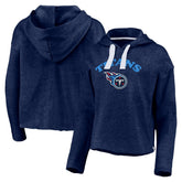 Tennessee Titans Women's Historic Logo Sport Resort Vintage Arc Cropped Raw Edge Pullover Hoodie - Heathered Navy outlet