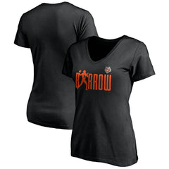 Joe Burrow Cincinnati Bengals Women's Checkdown V-Neck T-Shirt - Black discount