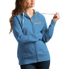 Los Angeles Chargers Antigua Women's Victory Full-Zip Hoodie - Light Blue sale